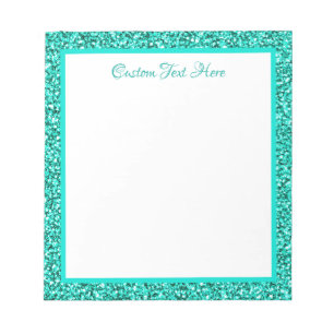 Glam Blue Glitter Sparkle Border Personalised Notepad