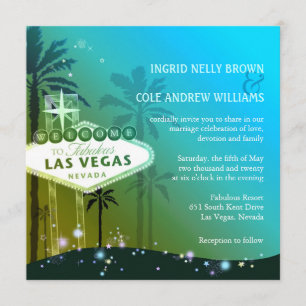 Glam Blue Las Vegas Wedding Invitation
