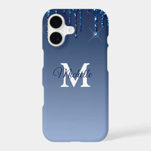 Glam & Blue Ombre Glitter Personalised Monogram