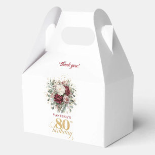Glam Blush Burgundy 80th Birthday Favour Box