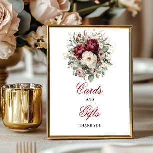 Glam Blush Burgundy Tabletop Cards Gifts Sign