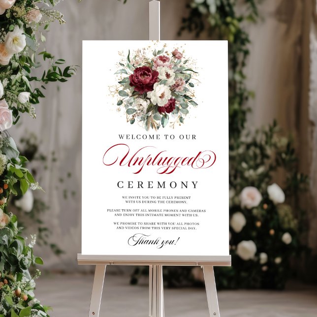Glam Blush Burgundy Unplugged Ceremony Poster (Glam Blush Burgundy Unplugged Ceremony Poster)