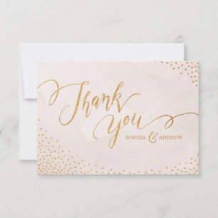 Glam blush glitter rose gold calligraphy thank you