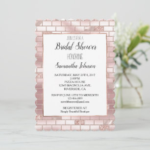 Glam Blush Pink Bricks Bridal Shower Invitation