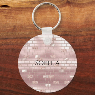 Glam Blush Pink Bricks Key Ring