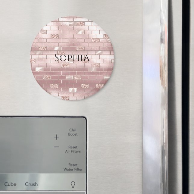 Glam Blush Pink Bricks  Magnet (In Situ (Fridge))