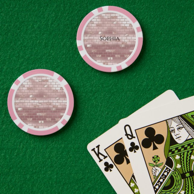Glam Blush Pink Bricks  Poker Chips (Poker Table (Double))