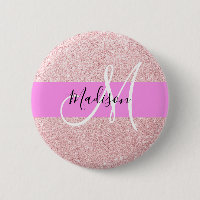 Glam Blush Pink Rose Gold Glitter Sparkle Monogram