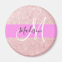 Glam Blush Pink Rose Gold Glitter Sparkle Monogram