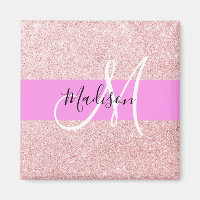 Glam Blush Pink Rose Gold Glitter Sparkle Monogram