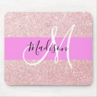 Glam Blush Pink Rose Gold Glitter Sparkle Monogram