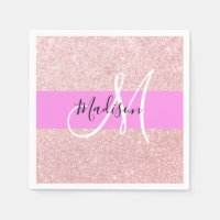 Glam Blush Pink Rose Gold Glitter Sparkle Monogram