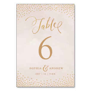 Glam blush rose gold calligraphy table number