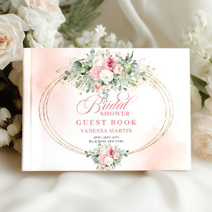 Glam Bohemian Blush Floral Gold Bridal Shower Guest Book