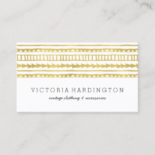 Glam Boho Chic   Faux Gold Foil Business Card