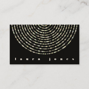 Glam Bokeh Light Rings Night Custom Editable Business Card
