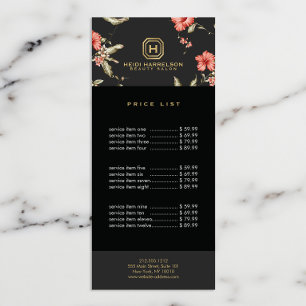 Glam Box Logo Monogram Vintage Floral Designer Rack Card