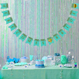 Glam Bride Teal Gold Sparkle Twinkle Shower Party Bunting