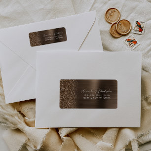 Glam Bronze Metallic Wedding Return Address Label