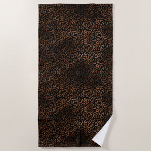 Glam Brown Black Leopard Print Beach Towel
