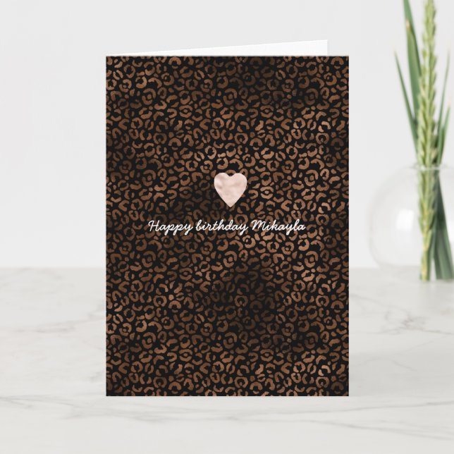 Glam Brown Black Leopard Print Card (Front)