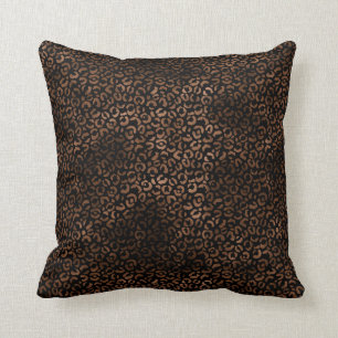 Glam Brown Black Leopard Print Zebra Print Cushion