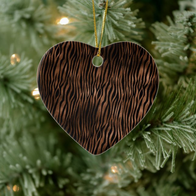 Glam Brown Black Zebra Print Ceramic Ornament (Tree)