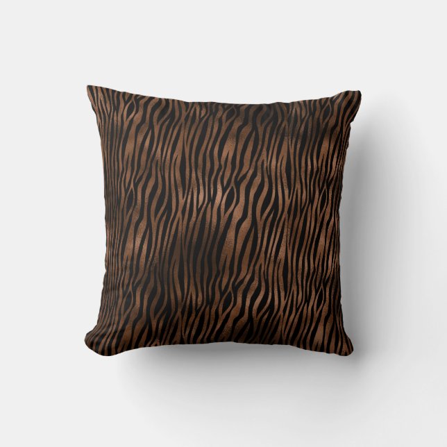Glam Brown Black Zebra Print Cushion (Front)