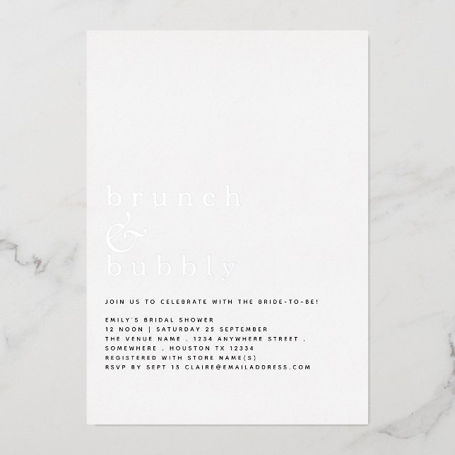 Glam Brunch Bubbly  Bridal Shower Real (Front)