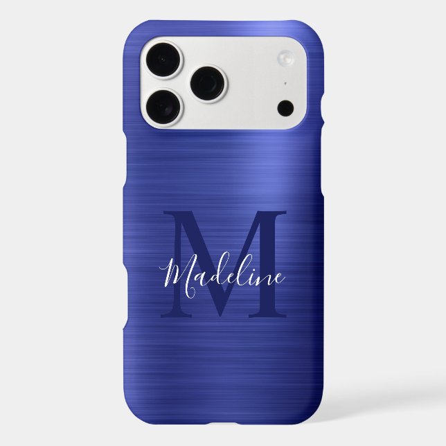 Glam Brushed Metallic Royal Blue Monogram (Back)