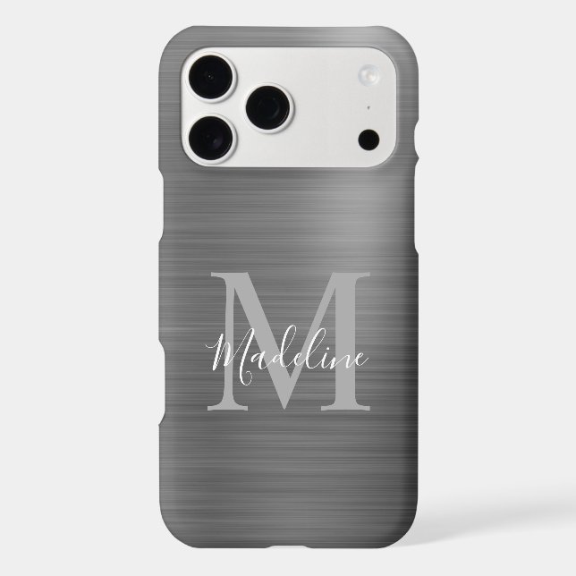 Glam Brushed Metallic Silver Grey Monogram (Back)