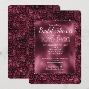 Glam Burgundy Leopard Print Bridal Shower Invitation