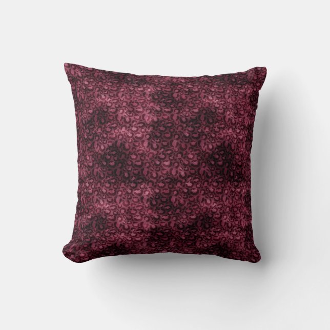 Glam Burgundy Leopard Print Cushion (Front)