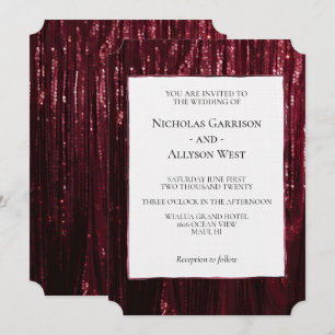Glam Burgundy Red Glitzy Wedding Invitation