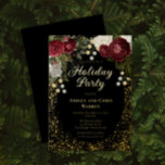 Glam Burgundy Rose Floral Christmas Holiday Party<br><div class="desc">Elegant and classy dark red and burgundy floral roses with seed pearls on a splatter frame "Holiday Party" Christmas seasonal party design by Holiday Hearts Designs. All text is real gold foil and the splatter frame is a combination of gold foil and gold-toned gradient. Seed pearls are faux printed. Background...</div>