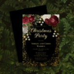Glam Burgundy Rose Floral Christmas Holiday Party<br><div class="desc">Elegant and classy dark red and burgundy floral roses with seed pearls on a splatter frame "Christmas Party" holiday seasonal party design by Holiday Hearts Designs. All text is real gold foil and the splatter frame is a combination of gold foil and gold-toned gradient. Seed pearls are faux printed. Background...</div>