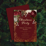 Glam Burgundy Rose Floral Christmas Holiday Party<br><div class="desc">Elegant and classy dark red and burgundy floral roses with seed pearls on a splatter frame "Christmas Party" holiday seasonal party design by Holiday Hearts Designs. All text is real gold foil and the splatter frame is a combination of gold foil and gold-toned gradient. Seed pearls are faux printed. Background...</div>