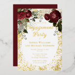 Glam Burgundy Rose Floral Engagement Party<br><div class="desc">Elegant and classy dark red and burgundy floral roses with seed pearls on a splatter frame "Engagement Party" design by Holiday Hearts Designs. All text is real gold foil and the splatter frame is a combination of gold foil and gold-toned gradient. Seed pearls are faux printed. Background is white on...</div>