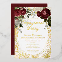Glam Burgundy Rose Floral Engagement Party