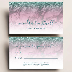 Glam Burgundy Teal Script Stylist Appointment Business Card