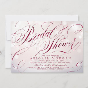 Glam burgundy vintage calligraphy Bridal Shower Invitation