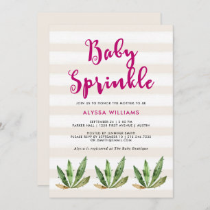 Glam Cactus   Desert Stripes Baby Sprinkle Invitation