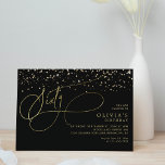 Glam Calligraphy Black Gold Confetti 60th Birthday Invitation<br><div class="desc">Elegant script flourish calligraphy with sparkling gold glitter confetti.</div>