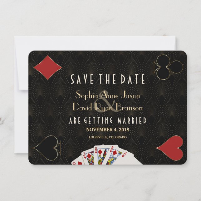Glam Casino Las Vegas Poker Wedding Save The Date (Front)