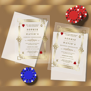 Glam Casino Night Las Vegas Wedding Transparent Acrylic Invitations