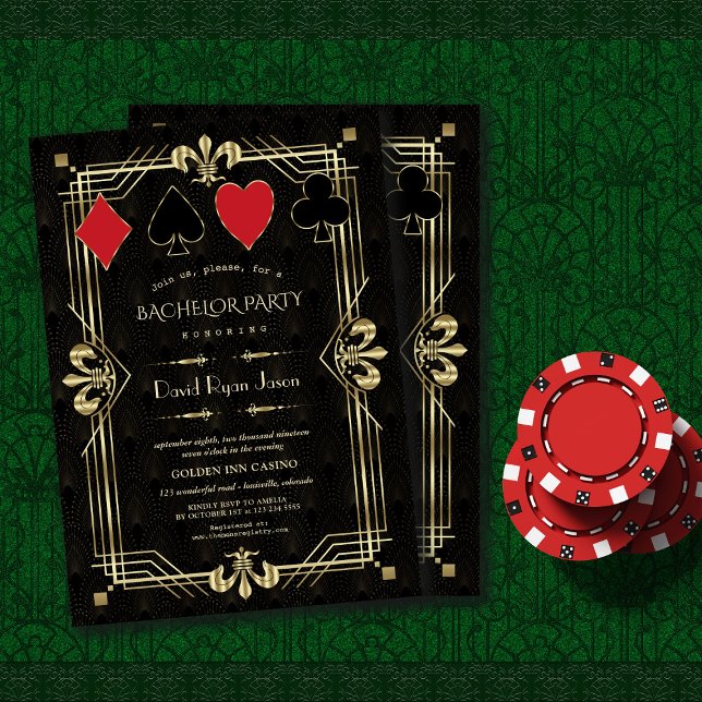 Glam Casino Royale Great Gatsby Bachelor Party Invitation (Creator Uploaded)