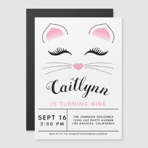 Glam Cat Birthday Party Magnetic Invitation
