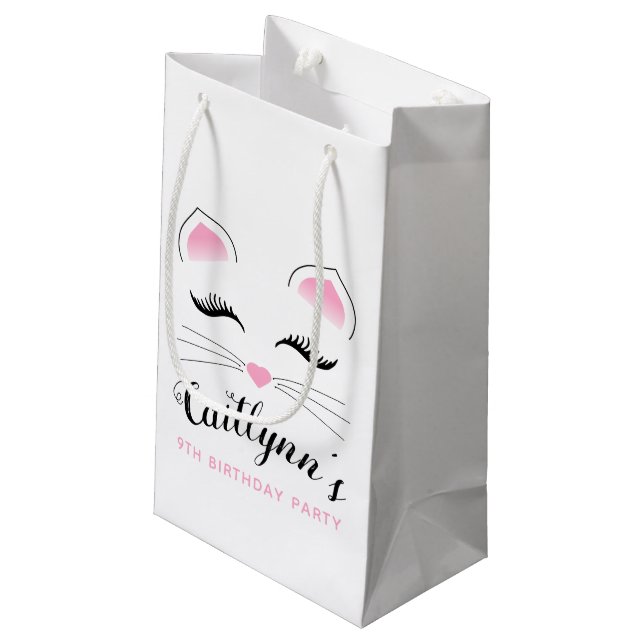 Glam Cat Birthday Party Small Gift Bag (Back Angled)