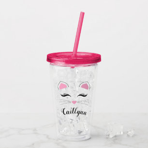 Glam Cat Face Acrylic Tumbler