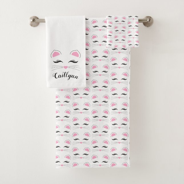 Glam Cat Face Bath Towel Set (Insitu)